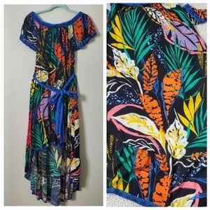 NWOT Flying Tomato Tropical Off the Shoulder High Low Floral Dress Size S